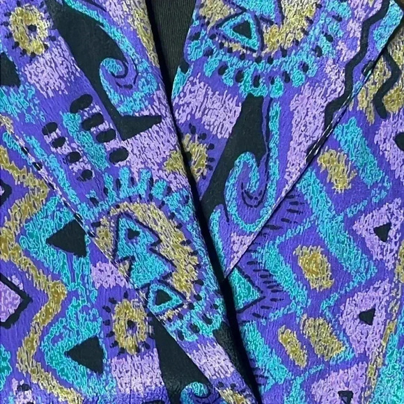 Shirtstrings Aztec Vintage Retro Multicolor Button Front Blouse Size Petite - Picture 4 of 8